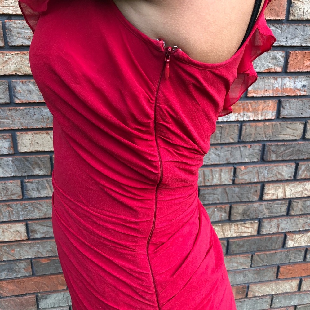EXPRESS 100% SILK RED SEXY ONE SHOULDER SIZE 8 - Picture 7 of 8